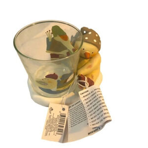 3/$15 Russ Peace In The Meadow  Votive Holder Snowman With Red Robin Vintage Box